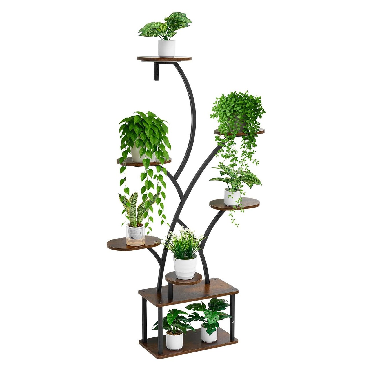 8-Tier Indoor Plant Stand with LED Grow Lights Adjustable Timers Waterproof Shelves